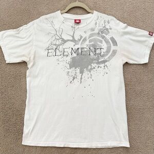00s Element White & Grey Tree Paint Splatter Design Logo Graphic Tee- Y2K Skater